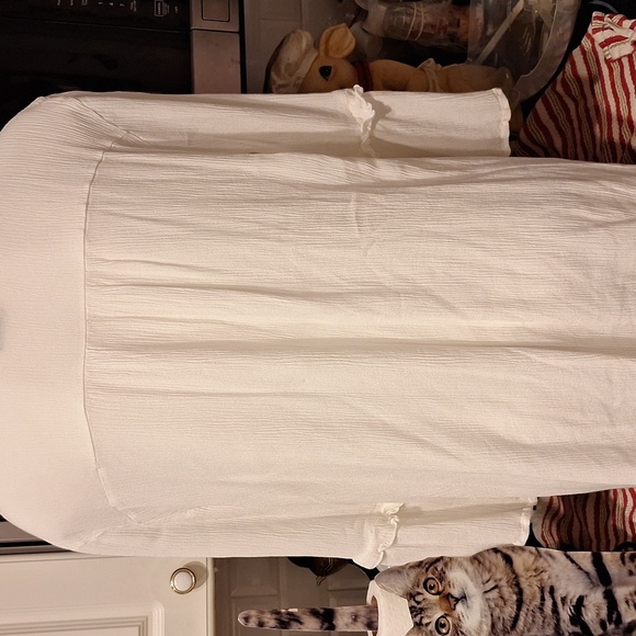 o Womens Cal Style White Stretch 3/4 Sleeve Plus Size Top 2X - Picture 4 of 6